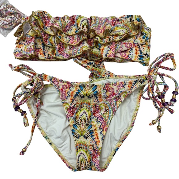 Romance Ruffle Bandeau Top and Bottom Bikini Set by PILYQ - Picture 1 of 12